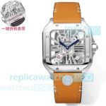 THB Factory Replica Cartier Santos de Cartier Skeleton 39.8mm Orange Leather Strap Watch 